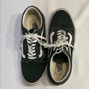 Dark green and white Vans